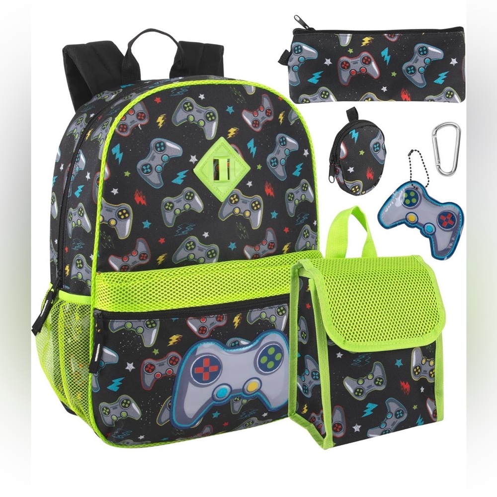 Trail maker Boys 6 in 1 School Backpack Set w/Lunch Box Pencil Case n more